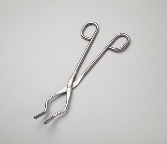 Щипцы лабораторные тигельные из нержавеющей стали и нарезками на рабочей части створок