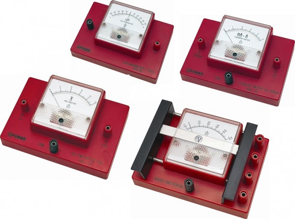 Набор электроизмерительных приборов (гальванометр, амперметр, вольтметр, измеритель тока и напряжения комбинированный)